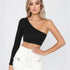 One Shoulder White Crop Top for Women