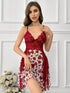 Lace Stitching Heart Bow Print Mesh Nightdress