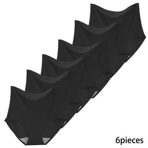 6-Piece High-Waisted Ice Silk Women's Briefs