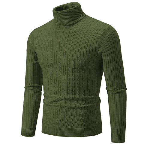 Men's High Neck Casual Knitted Pullover Sweater