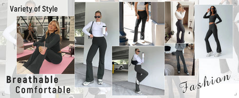 Women's High Waisted Flared Yoga Pants with Pockets