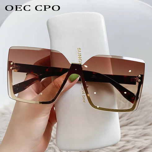OEC CPO Oversized Rimless Sunglasses UV400 Gradient