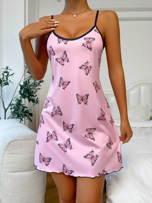 Butterfly Print Nightgown for Women