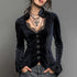 Women's Gothic Elegant Striped Blouse Lace Trim Sexy V Neck Long Bell Sleeve Button Front Shirt Vintage Punk Party Tops 2025