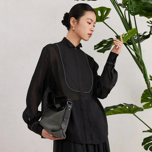 K3035W Luxury Women's Clothing 75% linen 25% silk Ladies Blouse