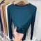 Slim Fit O-Neck Long Sleeve Top for Women