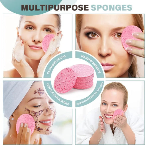 Compress Face Wash Puff - Natural Wood Pulp Sponge