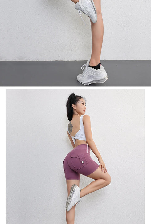 Peach Butt Fitness Cargo Shorts for Women