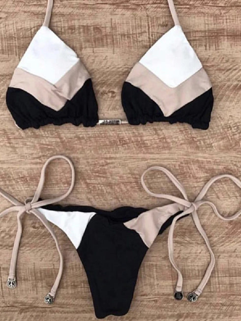Multicolour Push Up Ribbed Bikini Set