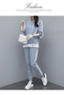 Women's Casual Loungewear Set - Long Sleeve Crop Top & Pants