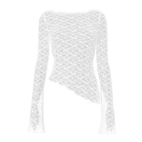 Lace Long Sleeve Slim Fit T-Shirt for Women