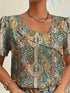 Plus Size Elegant Short Sleeve Blouse in Red