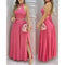 Women's Pink Two Piece Halter Collar Crop Top & Maxi Skirt