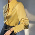 Elegant Satin Silk Blouse with Turn Down Collar