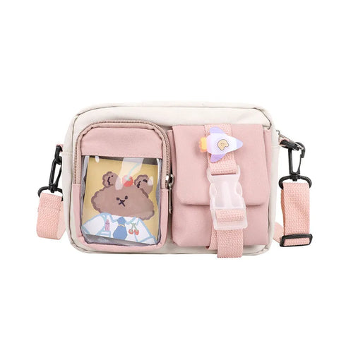 Kawaii Nylon Crossbody Bag with Multiple Pockets