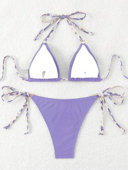Halter Neck Micro Thong Bikini Set