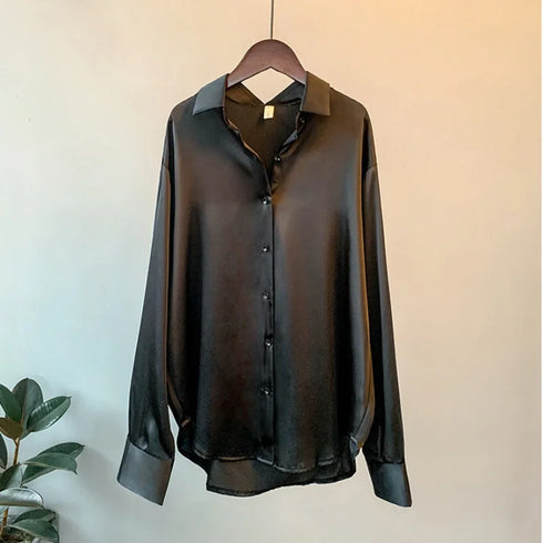 Elegant Turn-Down Collar Blouse for Women