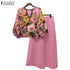 ZANZEA Autumn Floral Printed Blouse and Wide Leg Trousers Set
