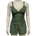 Ruched Tankini Set with Pockets - Green
