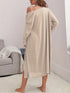 Khaki Plus Size Woven Casual Set for Women
