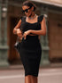 Summer Women’s Bodycon Skirt Suit in Black, Red, and Pink