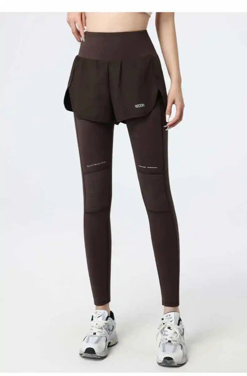 PHIGEER Women's High Waist 2-in-1 Yoga Leggings with Shorts