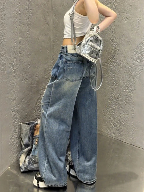 Chic Wide Leg Denim Jeans for Women