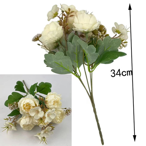 Simulated Peony Bouquet - Silk Artificial Flowers