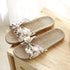 Women's Summer Casual Slides with Striped Bow Detail