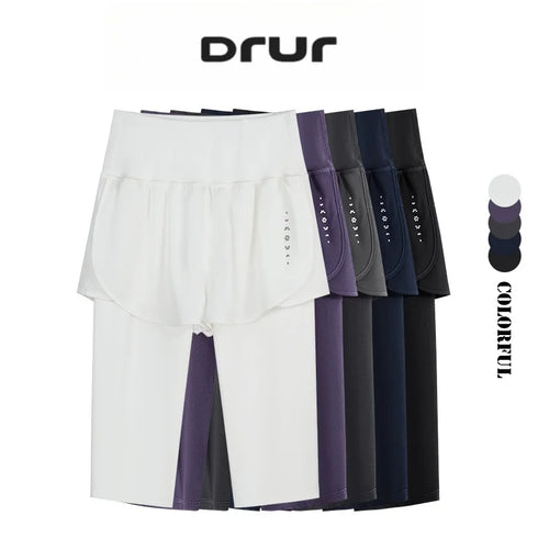 DRUR High Waist Knee Length Yoga Pants for Women