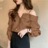 ZANZEA Off Shoulder Pleated Blouse for Women