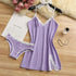 Cotton Lace Suspender Nightdress Set for Women