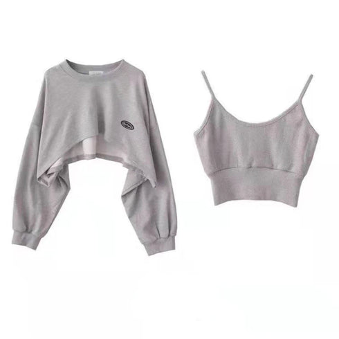 Women's Solid Colour O-neck Long Sleeve Hoodie Sweatshirt