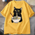 Funny Cat Noodle Ramen T Shirt for Foodie Lovers Unisex Short Sleeve Casual Top for Men Women