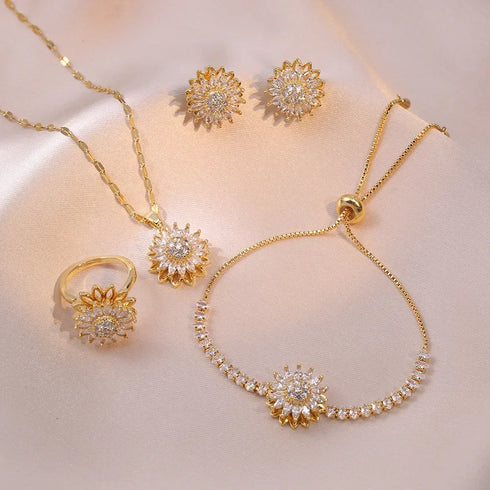 Beautiful Fashionable Sunflower Jewelry Set Perfect Gift