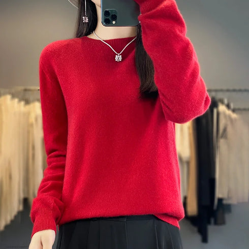 100% Merino Wool Long Sleeve Sweater for Women