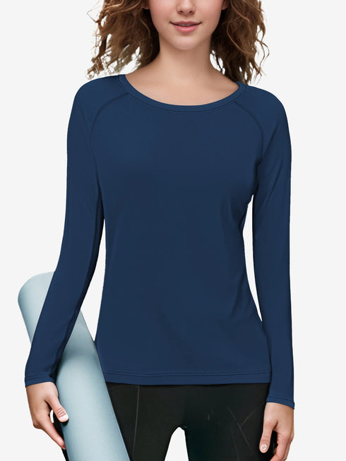 Women's Solid Colour Crew Neck Long Sleeve T-Shirt