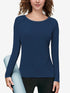 Women's Solid Colour Crew Neck Long Sleeve T-Shirt