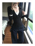 Genayooa Retro Y2K Long Sleeve Black T-shirt for Women