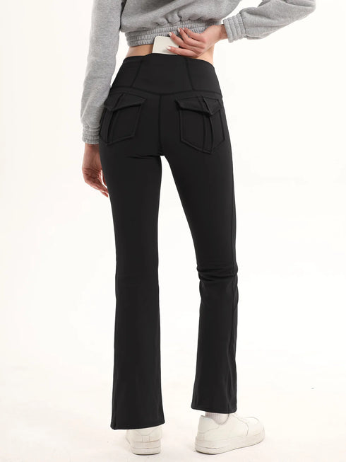 Women's High Waisted Flared Yoga Pants with Pockets