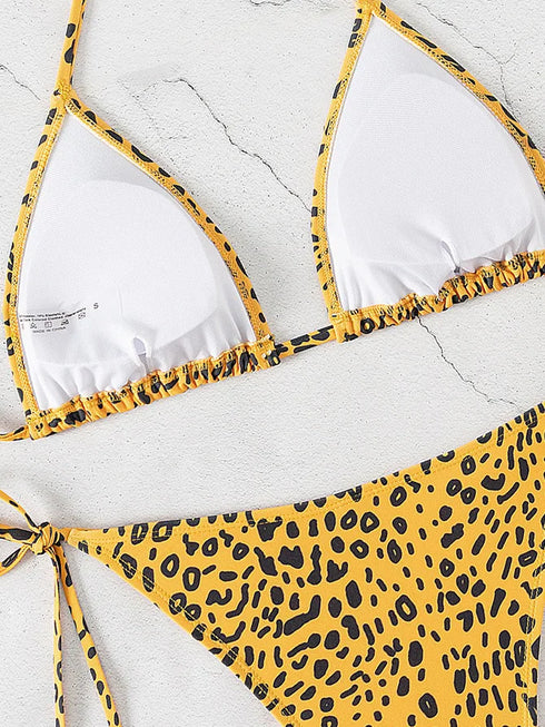 Floral Print Triangle Bikini Set with Brazilian Bottoms