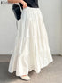 Korean Style Tiered Maxi Skirt with Elastic Waist