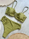 Push Up Bandeau Bikini Set in Olive Green