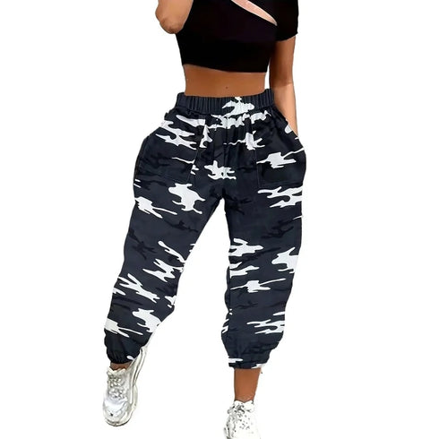Plus Size Camo Cargo Trousers for Women