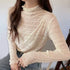 Lace Detail Turtleneck Long Sleeve Blouse