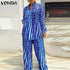 Plus Size VONDA Women Matching Sets Long Sleeve Suits