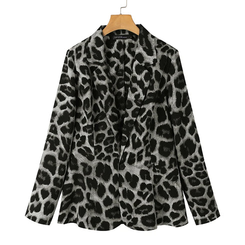 ZANZEA Leopard Print Lightweight Blazer for Women