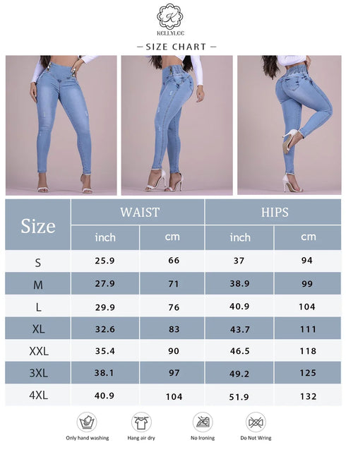 High Waist Slim Fit Denim Trousers