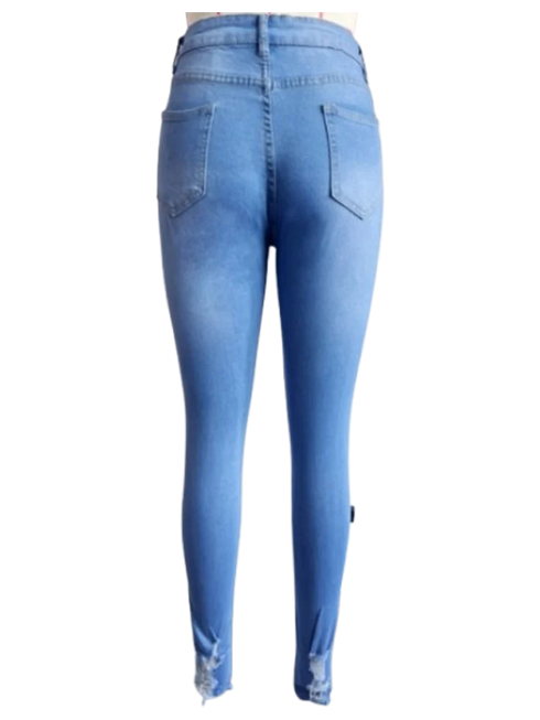 Women's Ripped Slim Fit Jeans in Blue