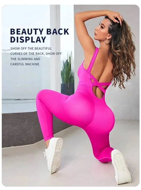 Solid Sleeveless Backless Bodycon Jumpsuit for Women